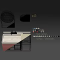 Modern Bathroom Vanity With Red Cabinet Gray Countertop Faucet And Mirrors