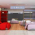 Baoman Life Bedroom Furniture Store With Colorful Bedding And Display Shelves