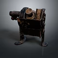 Old Rustic Metal Mechanical Device With Interlocking Gears And Base Stand