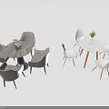 Modern Round Table And Chair Sets With Gray White Seats And Green Plant Decoration