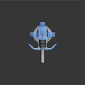 Blue Metal Artillery Weapon With Sturdy Barrel And Mechanical Mount Design