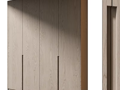Modern Wooden Wardrobe With Sleek Design Light Wood Texture And Simple Handles 3d model