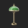Green Lampshade Table Lamp With Golden Stand Classic Design And Decorative Style