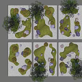 Microlandscape Design Featuring Green Grass Decorative Stones Small Trees And Shrubs 3d model