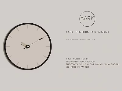 AARK Modern Minimalist Clock With White Dial And Black Frame Design 3d model