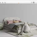 Adorable Kids Bed with Pink Headboard Green Gray Quilt Light Green Nightstand and Stuffed Toys