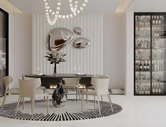 French Simple European Round Table Restaurant French Cream Style Restaurant French Light Luxury Restaurant Open Restaurant Italian Light Luxury Villa Restaurant Italian Multi-head Chandelier 3d model