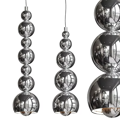 Modern Chandeliers Featuring Multiple Silver Metallic Spheres With Reflective Glossy Finish 3d model