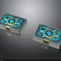 Decorative Boxes With Blue Intricate Patterns And Gold Lock Details