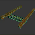 Detailed Train Railroad Track System Featuring Crossing Structure And Metal Rails
