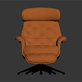 Orange Leather Leisure Chair With Diamond Tufted Design Matching Ottoman And Black Metal Legs
