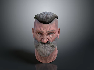 Elderly Man 3D Model Head With Gray Beard And Styled Hair 3d model