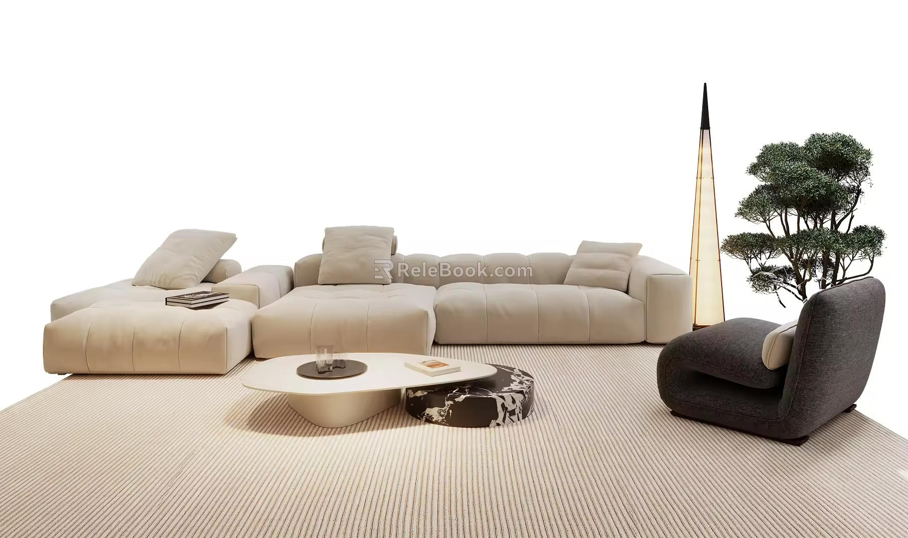 Modern sofa coffee table combination 3d model