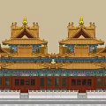 Traditional Ancient Chinese Architecture With Golden Roofs And Elaborate Wooden Decorations