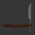 Straight Razor Weapon With Wooden Handle And Metal Blade On Dark Background