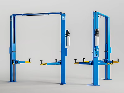 Blue Two Post Car Lift Industrial Equipment With Hydraulic System And Safety Bars 3d model