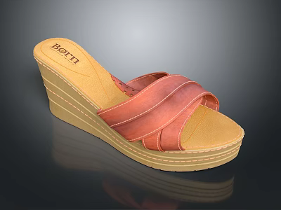 BEYLI Wedge Sandals With Crisscross Straps Brown Gradient Platform Sole Design 3d model