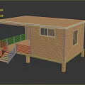 Modern Wooden House Exterior With Porch Railing Stairs Flat Roof And Windows