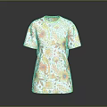 Floral Printed White T-shirt With Yellow Orange Sunflower Leaf Patterns
