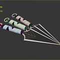 Three Modern Shuriken Weapon With White Black Handles And Sharp Metal Blades