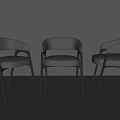 Three Modern Gray Leisure Chairs With Armrests And Black Legs