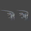 Game Movie Dinosaur Character With Open Mouth Blue Stripes And Sharp Teeth