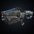 Futuristic Sci Fi Weapon With Metallic Texture Blue Lights And Mechanical Details