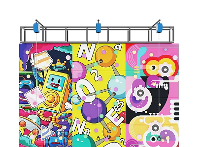 Colorful Cartoon Themed Children's Playground with Alphabet Letters Numbers Lollipop and Donut Elements 3d model