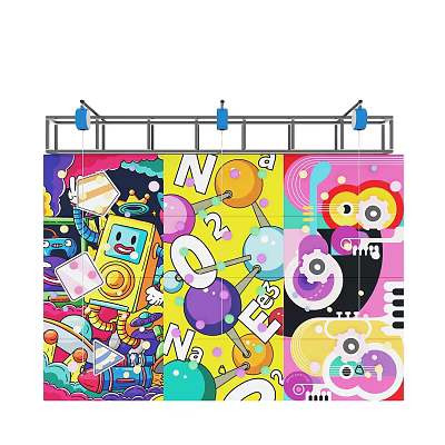 Colorful Cartoon Themed Children's Playground with Alphabet Letters Numbers Lollipop and Donut Elements 3d model