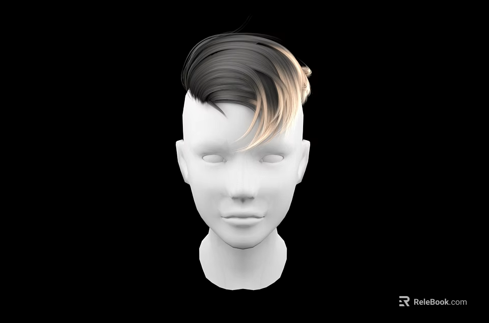 Game Movie Character 3D Head Model With Black Blonde Gradient Short Hair 3d model 