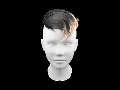 Game Movie Character 3D Head Model With Black Blonde Gradient Short Hair 3d model