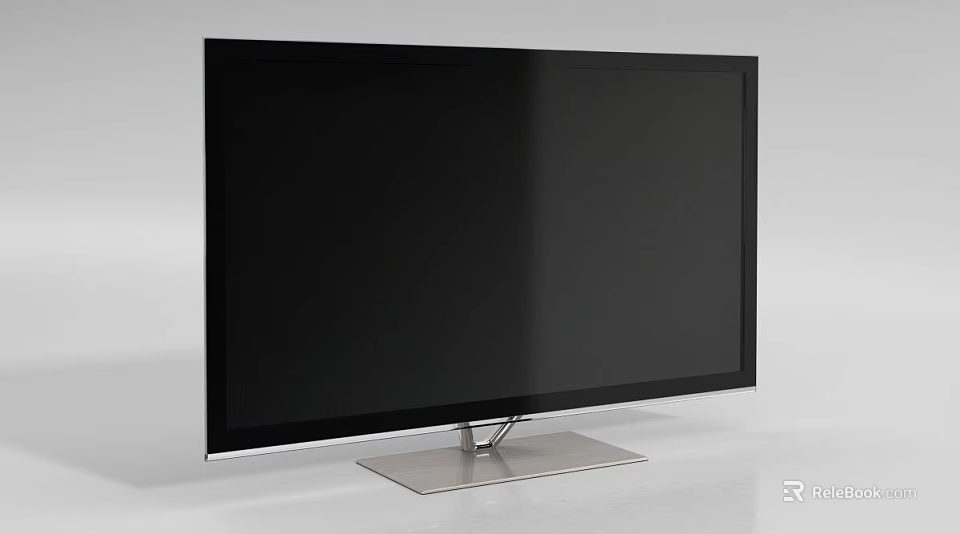 Modern Flat Screen TV With Sleek Black Display And Silver Stand Design 3d model 