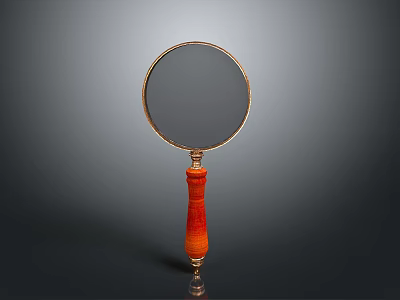 Classic Magnifying Glass With Red Wooden Handle And Gold Frame For Daily Use 3d model