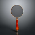 Classic Magnifying Glass With Red Wooden Handle And Gold Frame For Daily Use