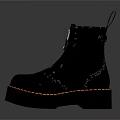 Black Leather Zipper Boots With Platform Sole For Daily Life Use