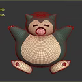 Cute Game Character Snorlax 3D Model With Green Body White Belly And Open Mouth