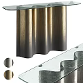 Modern Elegant Entryway Cabinet Side Cabinet With Gradient Metal Finish And Glass Top Wavy Design