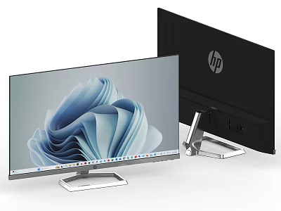 HP Modern Computer Monitors With Sleek Screen And Silver Stand Design 3d model