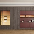 Modern Dining Room Sideboard With Wooden Finish Glass Doors LED Lighting And Storage Cabinets