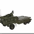 Armored Green Military Weapon Truck With Turret Antenna Large Off Road Tires And Cargo Bed