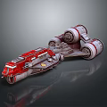 Futuristic Sci fi Spaceship 3D Model With Red Gray Hull And Engines 3d model