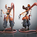 Cowboy Character With Tentacle Like Creature And Tools In 3D Model Design 3d model
