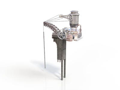 Heavy Duty Metal Industrial Equipment With Tower Structure Rotating Arm Chain And Gears 3d model