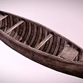 Classic Wooden Boat With Detailed Ribbed Plank Structure And Interior Seats