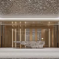 Modern Luxury Lounge Area With Plush Sofas Accent Chairs And Geometric Pendant Lights