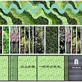 Green Plant Feature Wall With Wavy Patterns And Natural Landscape Elements 3d model