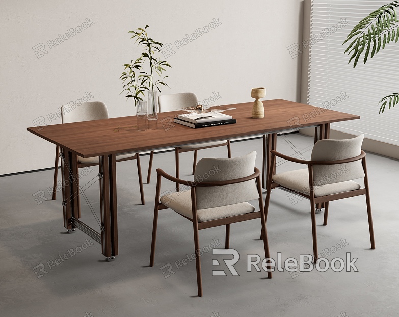 Modern Dining Table and Chair Combination Dining Table Dining Chair Long Table model