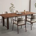 Modern Dining Table and Chair Combination Dining Table Dining Chair Long Table 3d model
