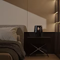Modern Black Bedside Table With Metal Legs Book And Decorative Bowl
