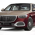 Mercedes-Maybach Luxury Sedan With Burgundy And Gold Exterior Front Grille Multi-Spoke Wheels Rear Emblem